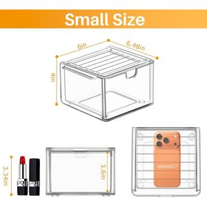 6 Pack Acrylic Storage Bins Small <b>Stackable</b> <b>Drawers</b> for Bathroom Makeup or Kitchen Vanity <b>Plastic</b> Desktop & <b>Drawer</b> Organizer - Product Image 3