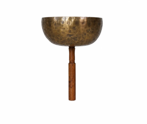 Cuenco Tibetano de Latón Martillado, Redondo, Estilo Tibetano, para Meditación y Oración, con Mango de Madera, a Precio Accesible - Product Image 4