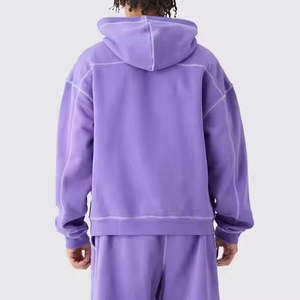 Conjunto de Sudadera con Capucha y Pantalones Acampanados de Verano OEM Personalizados, Estilo Urbano, Lavado Ácido, de Tejido Pesado y Oversize - Product Image 4