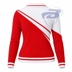 เดลต้า |   ซิกมา |   เสื้อสเวตเตอร์ถักอะคริลิคสำหรับผู้หญิง Theta Custom สีแดงขาว คอวี แขนยาว - Product Image 2