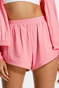 Veste coupe-vent légère rose zippée et ensemble short pour femme, vêtements de sport décontractés, ensemble de survêtement deux pièces pour femme - Product Image 5