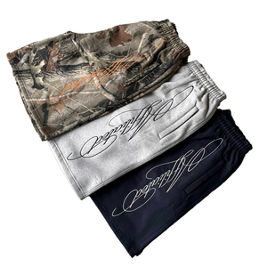 Pantalones Cortos Deportivos de Felpa Francesa Gruesa, Lavados a Medida, Suaves, 100% Algodón, Estilo Urbano, Bordado 3D, Cintura Elástica, Camuflaje - Product Image 2