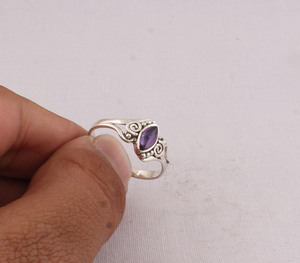 Wholesale Natural Amethyst Marquise Cabochon <b>Ring</b> 925 Sterling <b>Silver</b> Vintage <b>Statement</b> <b>Rings</b> Semi Precious Gemstone Jewelry - Product Image 2