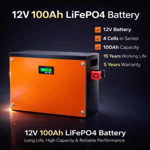 แบตเตอรี่ LiFePO4 12V 100Ah 4 เซลล์แบบอนุกรม พร้อมระบบจัดการแบตเตอรี่ในตัว (BMS) แบบ Passive Balancing อายุการใช้งานยาวนาน 15 ปี รับประกัน 5 ปี - Product Image 2