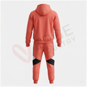 Ensemble de survêtement pour homme, couleur corail, blocs de couleurs, manches longues, capuche, fermeture éclair sur le devant, coupe sportive, coupe régulière, vêtements d'automne - Product Image 2