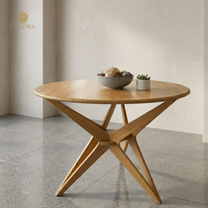 Gala <b>Solid</b> Teak <b>Wood</b> Handmade Multipurpose 2 Seater Modern <b>Round</b> <b>Dining</b> <b>Table</b> Home Furniture Assembly Required - Product Image 5
