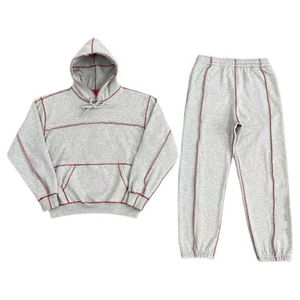 Up felt Custom Men's Heavyweight Fleece Tracksuit Contrast Stitching Hoodies and <b>Joggers</b> <b>Set</b> High Quality Streetwear Sweatuit - Product Image 1