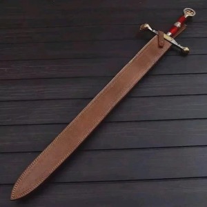Couteau artisanal en acier Damas à lame droite, manche rouge, qualité industrielle, lame unique, outil d'extérieur - Product Image 2
