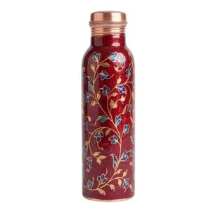 Wholesale Eco-Friendly Printed Copper <b>Water</b> <b>Bottle</b> with Leakproof Cap Elegant Floral Design Ayurveda Fitness <b>Gym</b> Flask - Product Image 2