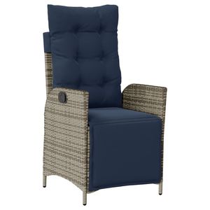 Silla de patio reclinable de ratán polivinílico gris con reposapiés - Product Image 2