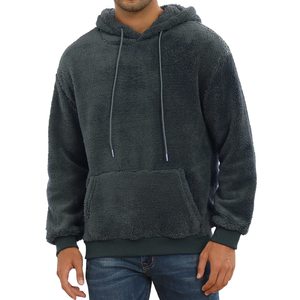 <b>Sherpa</b> Solid Breathable Heavy Weight Oversized Pullover <b>Hoodies</b> for <b>Men</b> Winter Custom Logo Sweatshirts - Product Image 3