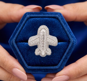 Anillo de Moissanita con Diseño de Avión, Banda Pavé de Cubitos de Hielo, Joyería de Avión, Anillo de Declaración para Mujer, Regalo para Fiesta - Product Image 5