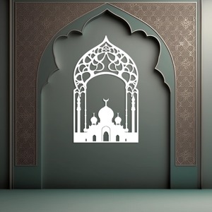 Arte Metálico de Pared con Diseño de Mezquita Islámica, Decoración Tradicional Cortada con Láser para el Hogar, Decoración de Ramadán, Acero Inoxidable, Forma Irregular - Product Image 5