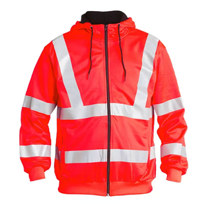 Ropa de Trabajo de Seguridad para la Construcción, Sudaderas con Cremallera y Cinta Reflectante, Sudaderas con Capucha y Cremallera para Trabajadores de la Construcción - Product Image 1