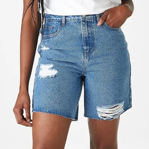 Shorts de Mezclilla para Mujer, Estilo Y2K Gótico, Corte Recto, Talle Medio, Nylon/Algodón, Elásticos, Transpirables, Secado Rápido, Invierno, Vintage, Casual, ODM - Product Image 4