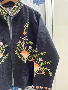 Suzani Floral Embroidered <b>Velvet</b> <b>Jacket</b> Handmade Bohemian Winter Coat Folk Ethnic Kimono Festival Statement Outerwear for <b>Women</b> - Product Image 4