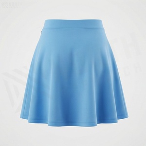 Jupe courte trapèze plissée unie pour femme, taille élastique, décontractée, respirante, en Spandex et Polyester, toutes saisons - Product Image 2