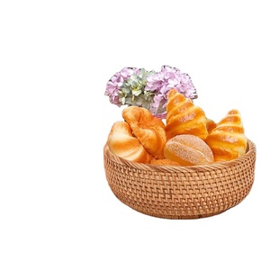 Cesta redonda tejida para servir frutas, cesta de mimbre para decoración de mesa de comedor, utensilios de cocina, uso multiusos, decoración. - Product Image 1