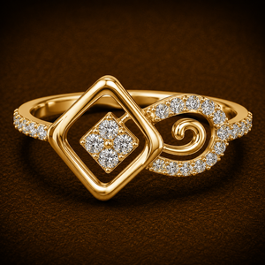 Bague de Mariage Florale en Or Jaune 14K 18K avec Diamant de Laboratoire Rond DEF VVS, Personnalisable OEM, Vente en Gros - Product Image 1