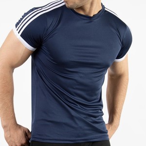 Camiseta Deportiva de Manga Corta Azul Marino para Hombre, Tejida, de Secado Rápido, Diseño Sólido, Corte Regular - Product Image 1