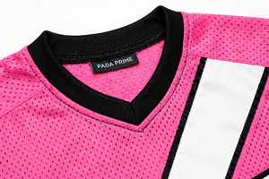 PADA PRIME Ensemble de maillot de basket-ball à col en V pour hommes, couleur rose sublimée, manches courtes, vêtements de sport en maille respirante - Product Image 4