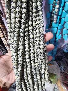 ลูกปัดหินแจสเปอร์ลายดัลเมเชียนธรรมชาติ สีขาวลายจุดดำ ขนาด 4 มม. 6 มม. 8 มม. 10 มม. หินพลอย NOBLESTONE GEMS สำหรับทำเครื่องประดับ - Product Image 1