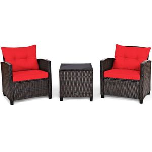 3 Piece Rattan Patio Furniture Set with Washable Cushions for <b>Garden</b> <b>Sofas</b> - Product Image 1