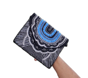 Bolso bandolera de lona estilo bohemio Chic para mujer, bolso de mano con cuentas hecho a mano para fiesta de noche, bolso de mano con tirantes de India - Product Image 1