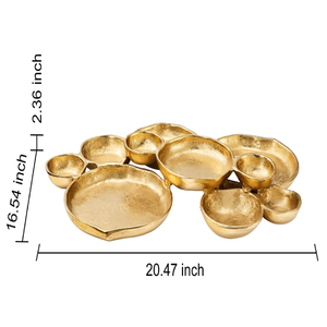 Aluminum Cluster of 10 Round Serving Bowls Gold Clusters Decorative Elegant <b>Snack</b> <b>Tray</b> for Olives, Chip & Dip, Nuts, Appetizers - Product Image 2