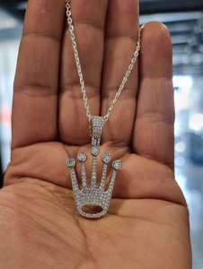 จี้มงกุฎกษัตริย์แบบปรับแต่งได้ ประดับเพชรโมอิสซาไนต์ทรงกลม เงินแท้ 925 เครื่องประดับอัญมณีชั้นดี ของขวัญ - Product Image 2