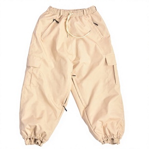 Customized Unisex Baggy Waterproof 10,000mm Windproof Snow Ski Pants <b>Fleece</b> Insulated Cargo Drawstring Closure Quick Dry Anti-UV - Product Image 1