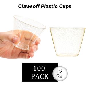 Confezione da 100 Bicchieri Monouso da 266 ml, Eleganti Bicchieri in Plastica Dorata per Matrimoni e Feste - Product Image 3