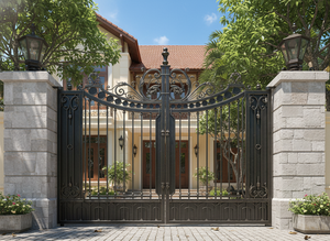 Puerta Metálica de Doble Hoja Estilo Victoriano KHP, Recubierta con Polvo, Puerta Batiente Resistente para Uso Exterior, Fácil Instalación, Diseño de Modelo 3D - Product Image 6