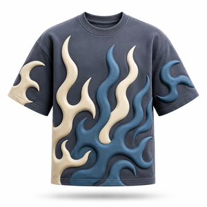 เสื้อยืดโอเวอร์ไซส์ผ้าฝ้าย 100% พิมพ์ลายนูน 3 มิติ แบบสั่งทำ |   เสื้อผ้าสตรีทแวร์ระดับพรีเมียมพร้อมคุณสมบัติแห้งเร็วและกันยับ - Product Image 5