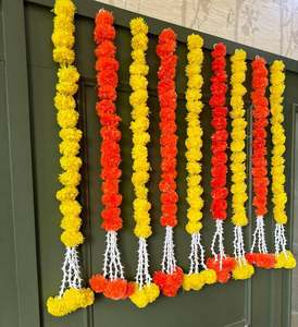 Marigold Garlands With Orange Jasmine Short Hangings for Wedding Party <b>Decorative</b> Plastic Garlands Reusable Wedding Garlands - Product Image 1