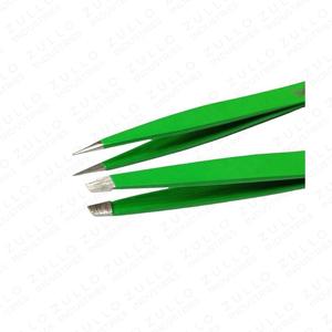 Hot Selling Professional Green Eyebrow Tweezers Set of 2 Powder Coated Slanted Pointed Tip Stainless Steel Beauty <b>Tool</b> - Product Image 4