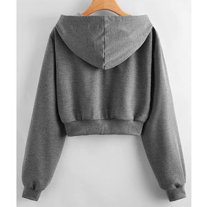 Women's Cropped Hoodie Fashion Casual Pullover Long Sleeve Hooded Sweatshirt Trendy <b>Crop</b> <b>Top</b> - Product Image 3