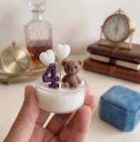 Bougie d'anniversaire à deux ans avec logo personnalisé, souvenir de fête, petite bougie mignonne, boîte cadeau, bougie de célébration romantique, élégante