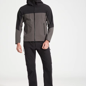Premium Men's Waterproof <b>Soft</b> <b>Shell</b> <b>Jacket</b> With <b>Hood</b> Zip Fly Color Blocked Outdoor Hiking Wear Regular Fit - Product Image 1