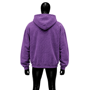 Sudadera con capucha de forro polar para hombre, de peso pesado, estilo urbano, con cremallera, color morado, corte relajado, diseño estampado, ajuste regular A - Product Image 2