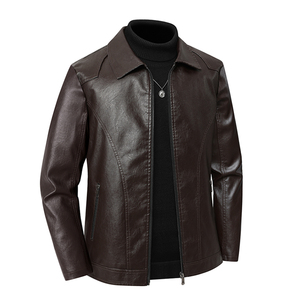 Veste en cuir pour homme, manches longues, style classique, toutes saisons, coupe-vent, imperméable, ignifuge, noir, rouge, marron, jaune - Product Image 4