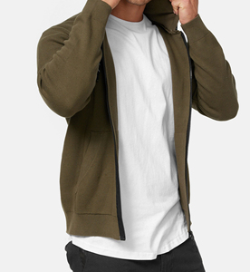 Sweat à capuche zippé oversize pour homme, en coton épais doublé polaire, respirant, délavé à l'acide, 320g, mode streetwear hiver, chaud et doux - Product Image 2