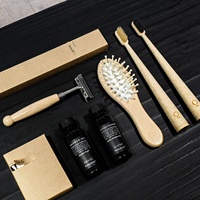 Kit de salle de bain en bambou biodégradable de luxe 5 étoiles avec logo personnalisé Hanmir, articles de toilette jetables pour hôtel, voyage et invités