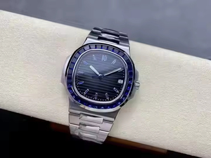 2026 Premium Quality Fuliy Iced Two Tone Luxury Stainless Steel Original Hip Hop Blue Dial ETA Quartz 20mm Glass Men Watch - Product Image 4