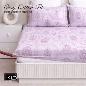 Sábanas de Algodón Puro Cómodas con 2 Fundas de Almohada |   Sábana Ajustable Suave y Transpirable, Juego de Ropa de Cama King Size |   Funda de colchón Easy Tuck - Product Image 1