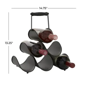 <b>Modern</b> Farmhouse Stainless Steel Waterproof <b>Wine</b> Holder <b>Rack</b> 6 Bottle Capacity Durable Design for Kitchen Counter Display - Product Image 2
