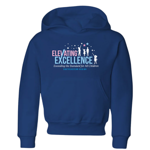 Sweat à capuche bleu pour jeunes Elevating Excellence, en mélange de coton doux, à manches longues, décontracté, mode, vêtement de tous les jours - Product Image 1
