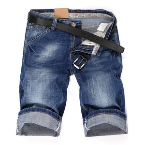 Men's Distressed Denim Shorts Straight Leg Mid Waist With Zippers Casual Summer Wear 100% Cotton Breathable Woven Fabric - Product Image 1