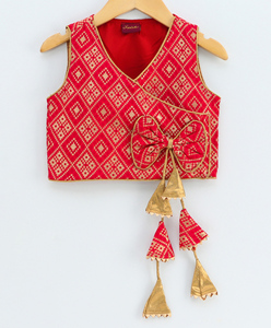 Twisha - Conjunto de Top y Pantalones Palazzo con Estampado Geométrico para Niñas, Rojo y Amarillo, 100% Poliéster, para Edades de 0 a 6 Meses y de 13 a 14 Años (TWS-XP-PLZ0129) - Product Image 2