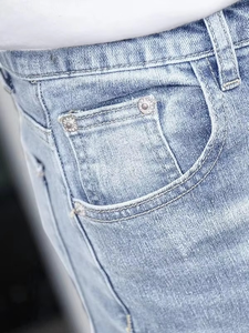 Customized embroidery <b>boot</b> cut stacked <b>pants</b> mens ripped denim jeans for men - Product Image 6